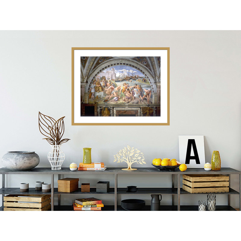 La Bataille d'Ostie par Raphael - Impression Giclée sur cadre, H 33 po x l 41,5 po