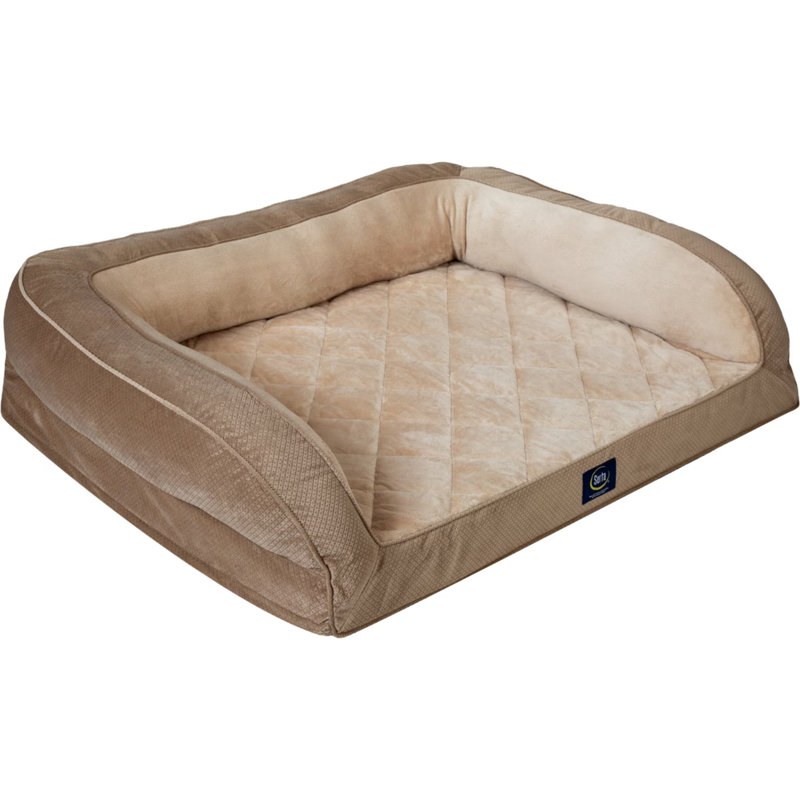 Lit pour chat et chien matelassé orthopédique matelassé Serta, brun clair, très grand, Tanné