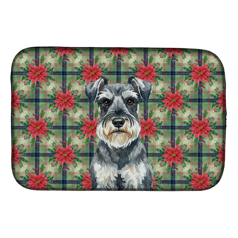 Tapis de vaisselle Schnauzer Christmas PoinsettIas