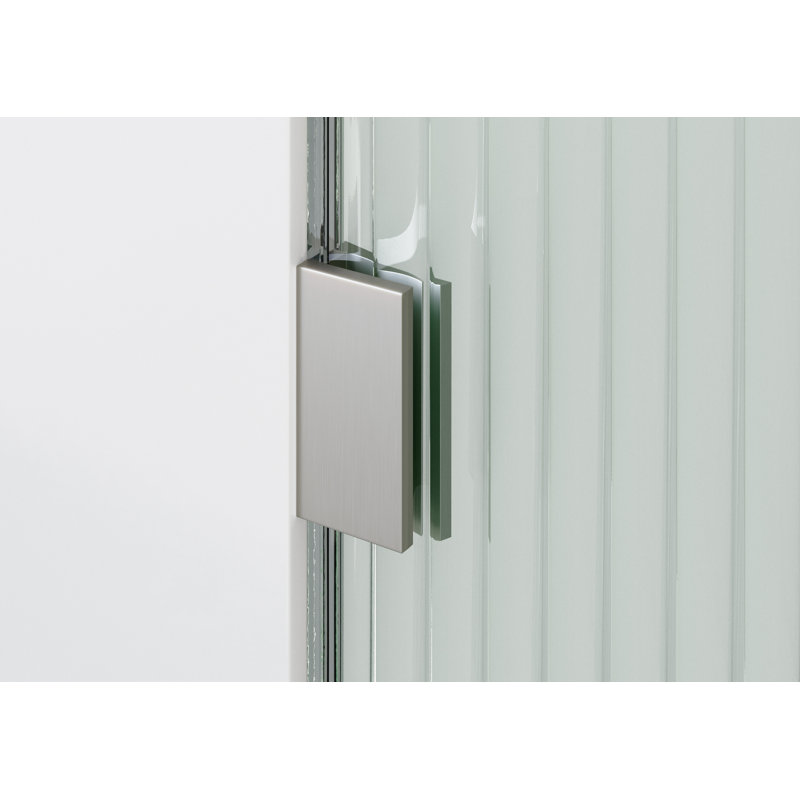 Aurora 34 in. x 58.25 in. Frameless Fluted Radius Single Fixed Bath Panel, Left Hand, Brushed Nickel