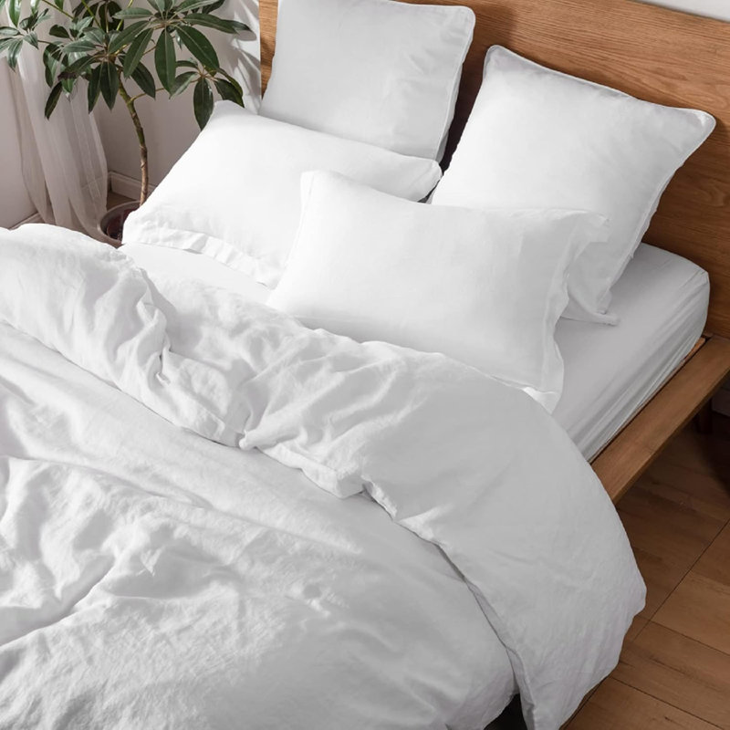 100% Linen Pillow Case Set Of 2, Pillow Covers With Overlap Closure, Luxury Breathable Pillowcases Suitable For All-Season