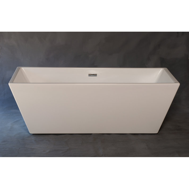 P1106 Great Lake 71" Rectangular Soaking Acrylic Tub without Faucet Holes and Includes Integrated Drain, Matte Nickel