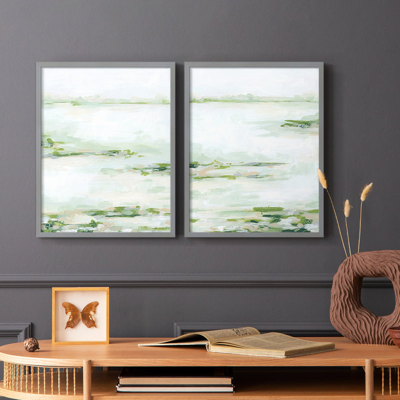 «Verdant Marsh I», reproduction encadrée de qualité supérieure - prête à être accrochée - aucun clou requis - aucun clou requis