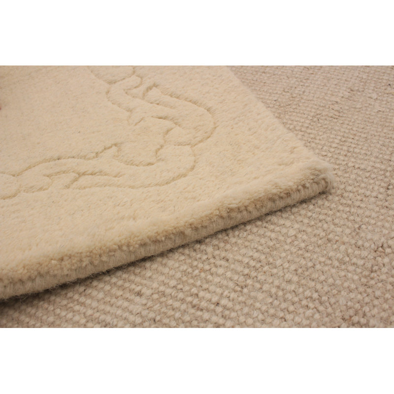Tapis crème en laine noué à la main Aster Indo
