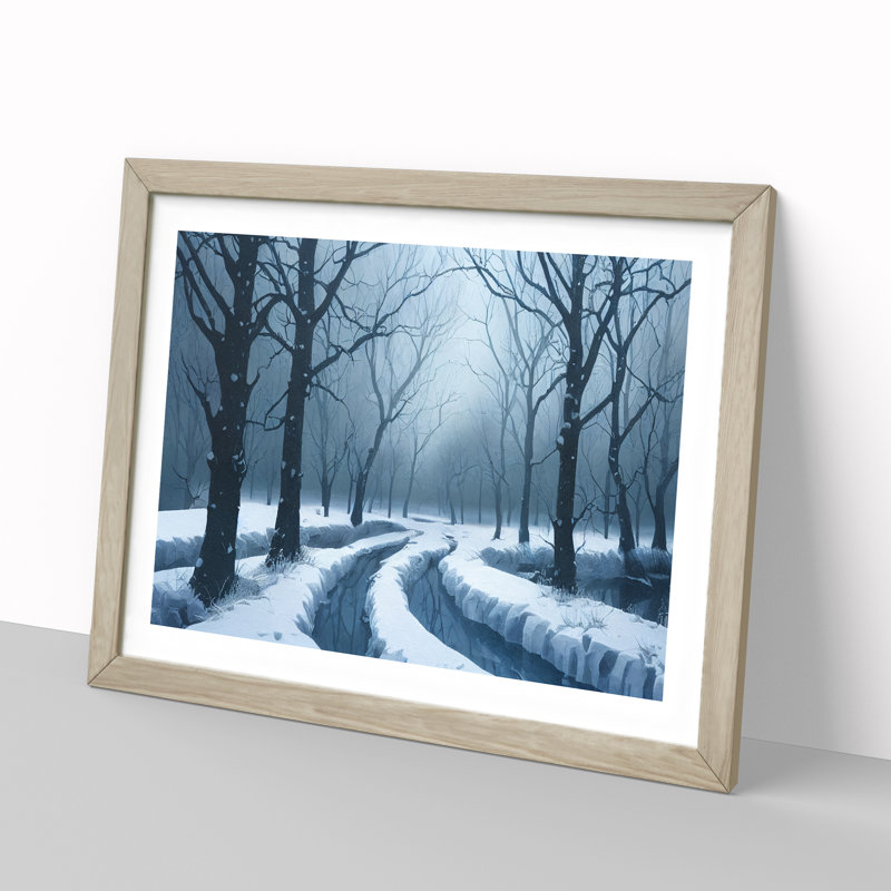 Awesome Winter Forest - Single Picture Frame Print, Oak, 46cm H x 64cm W x 2cm D