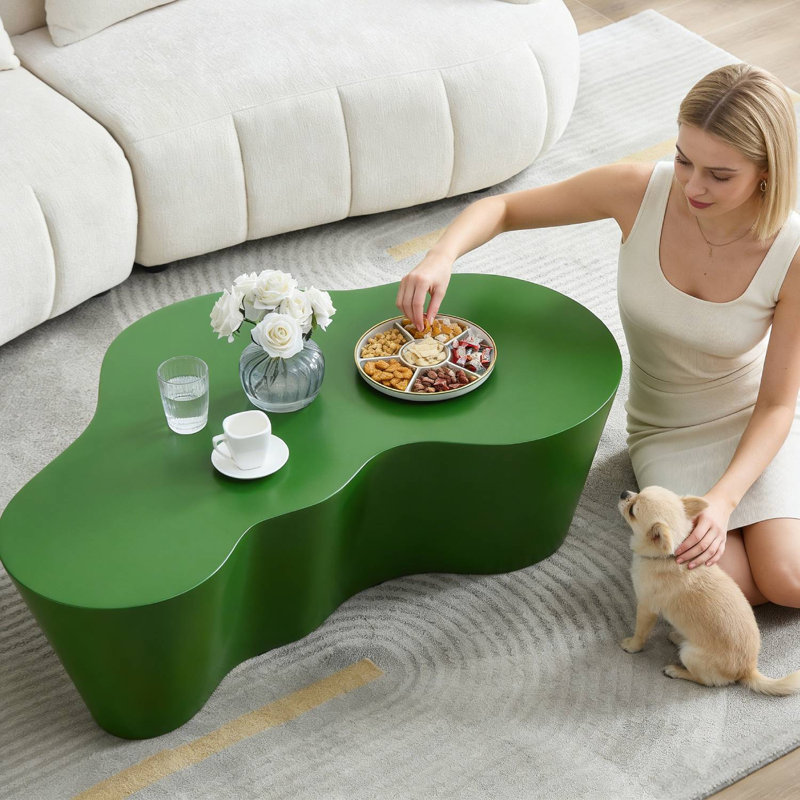 50" Unique Irregular Coffee Table, Green