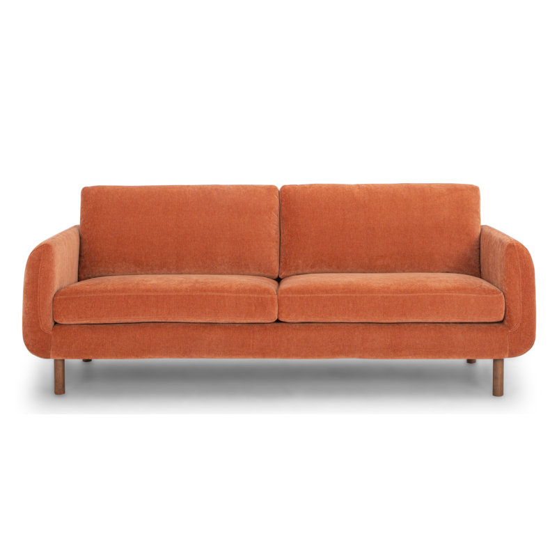 Leno 86'' Upholstered Sofa, Rust Performance Chenille