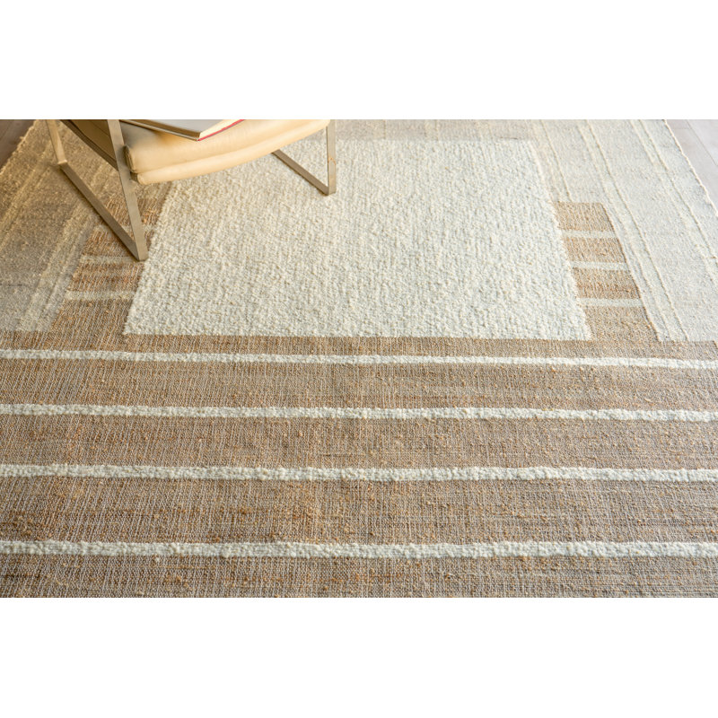 Pompano flatweave Wool/Jute Ivory/Beige Area Rug, 8'X10'