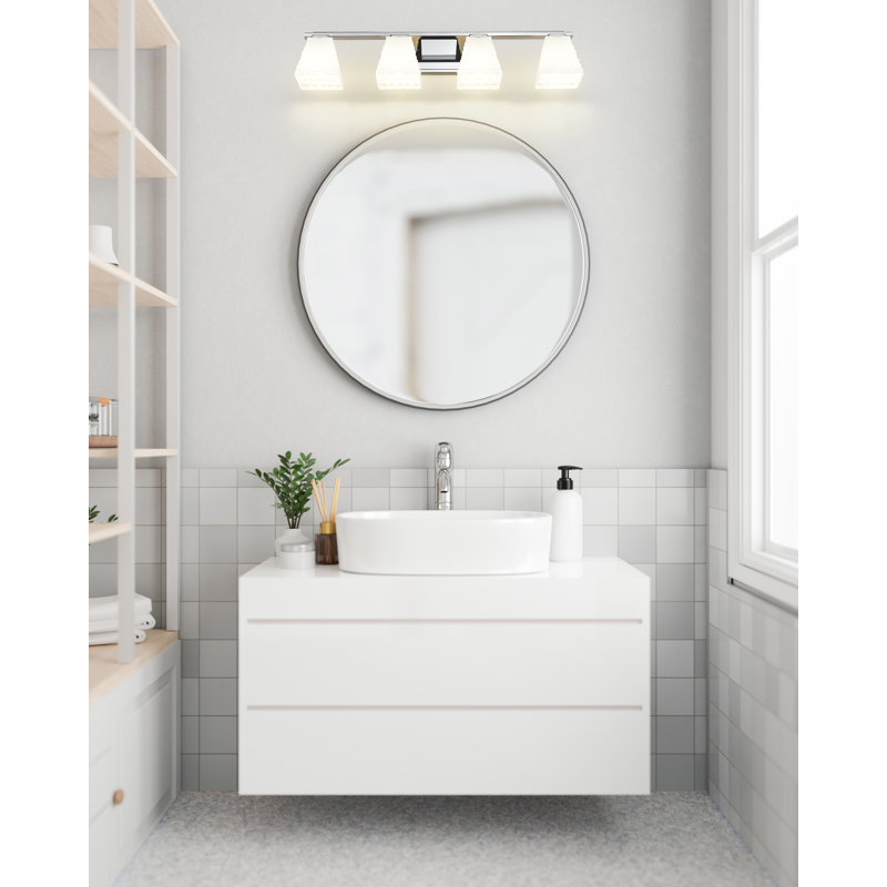 Ensemble de meuble-lavabo 4 lumières Teyona, Chrome poli