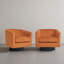 Velvet Upholstered Swivel Barrel Chair-2040480587