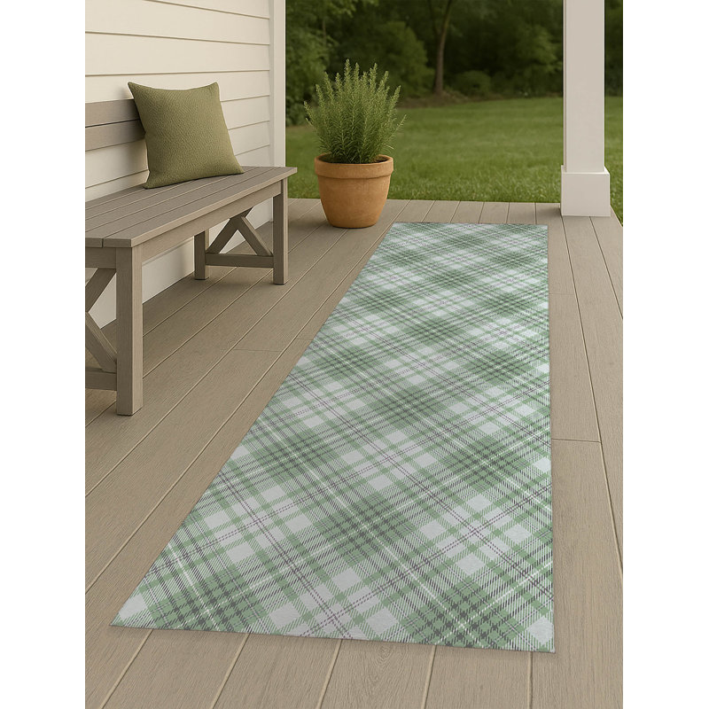 Chinny Tartan Non-Slip Outdoor Rug, Runner 2'6" x 8'