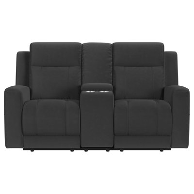 Hohman Upholstered Reclining Loveseat Dark Charcoal