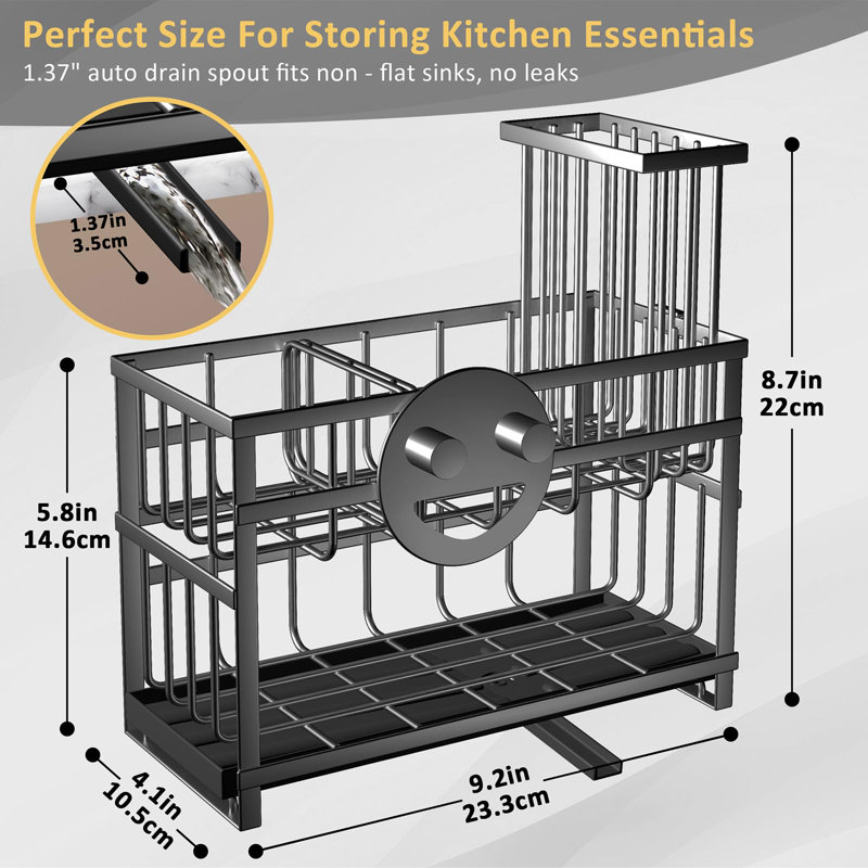 2-Tier Stainless Steel Sponge Holder With Automatic Drainage Rustproof