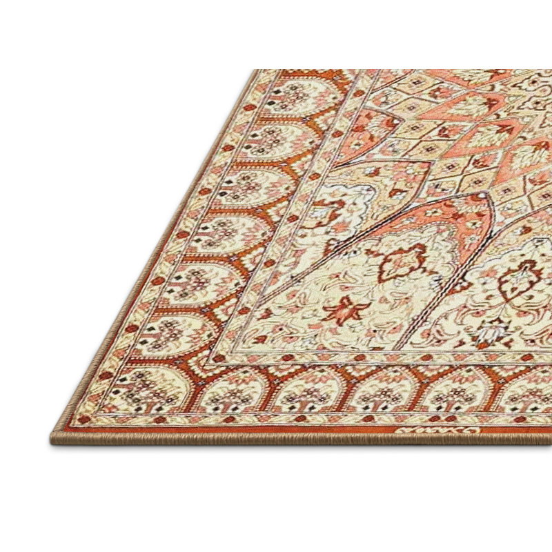 Tapis brun/rouge/gris traditionnel Beckemeyer, Rectangle 5 pi x 7 pi
