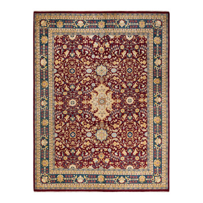 Tapis rouge traditionnel noué à la main de conception unique 8 pi 3 po x 10 pi 10 po Keenan