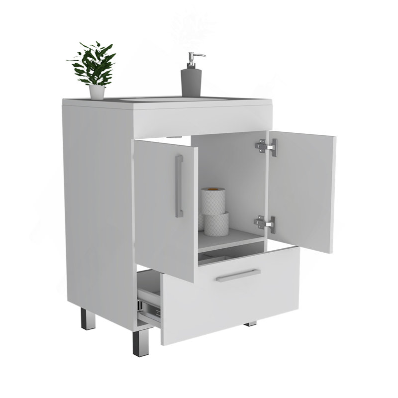 Meuble-lavabo simple Mayora, salle de bain, blanc, Blanc