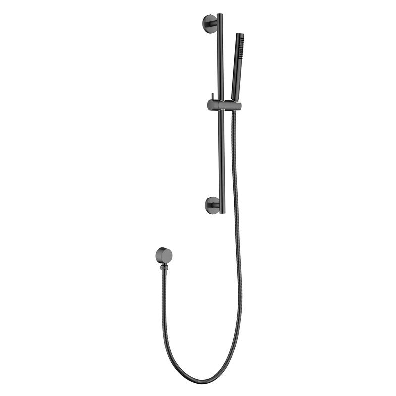 Stainless Steel Handheld Shower With 28-Inch Slide Bar And Matte Black Exterior 59-Inch Hose Adjustable Height Multiple Spray Options In