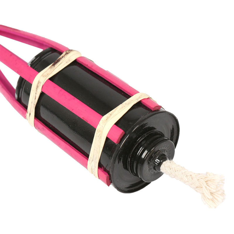 Bamboo Garden Pathway Fire Tiki Torches, 113cm H x 6cm W x 6cm D, Pink