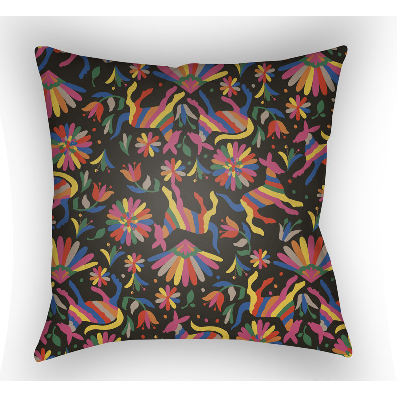 Lolita Pablo Floral Outdoor Reversible Throw Pillow, Black, 22" H x 22" W x 3" D