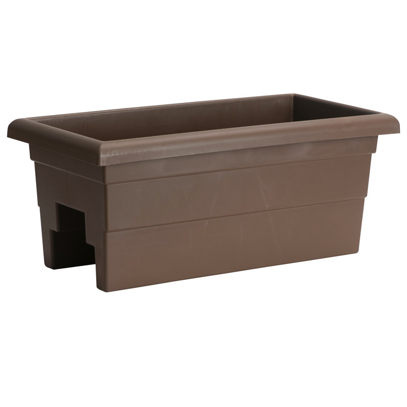 Kaysville Plastic Rectangular Railing Planter, Brown
