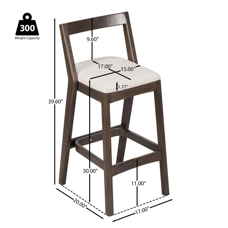 Jasper Indoor Rubberwood Barstool, Set Of 2, Dark Brown