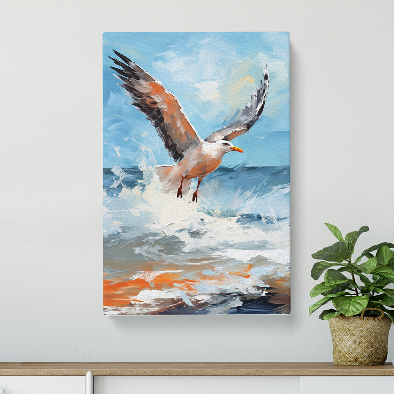 Seagull Gestural - Single Picture Frame Print, 60cm H x 40cm W x 3cm D