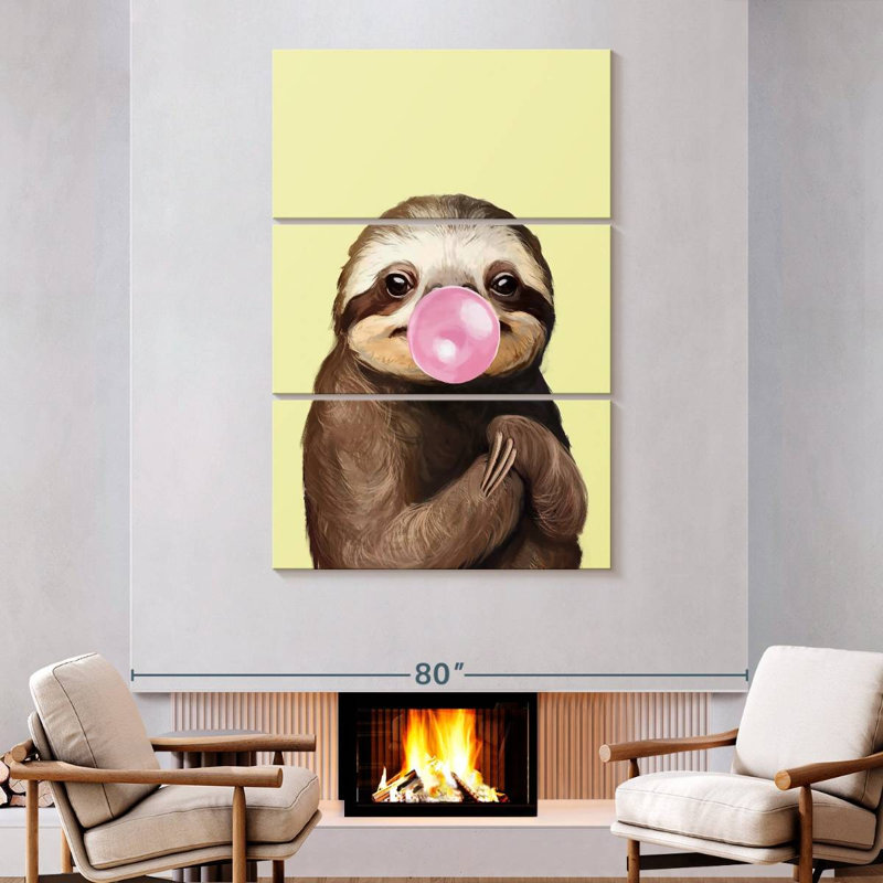 Ketti Bubble Gum Sloth I, 74" H x 48" W