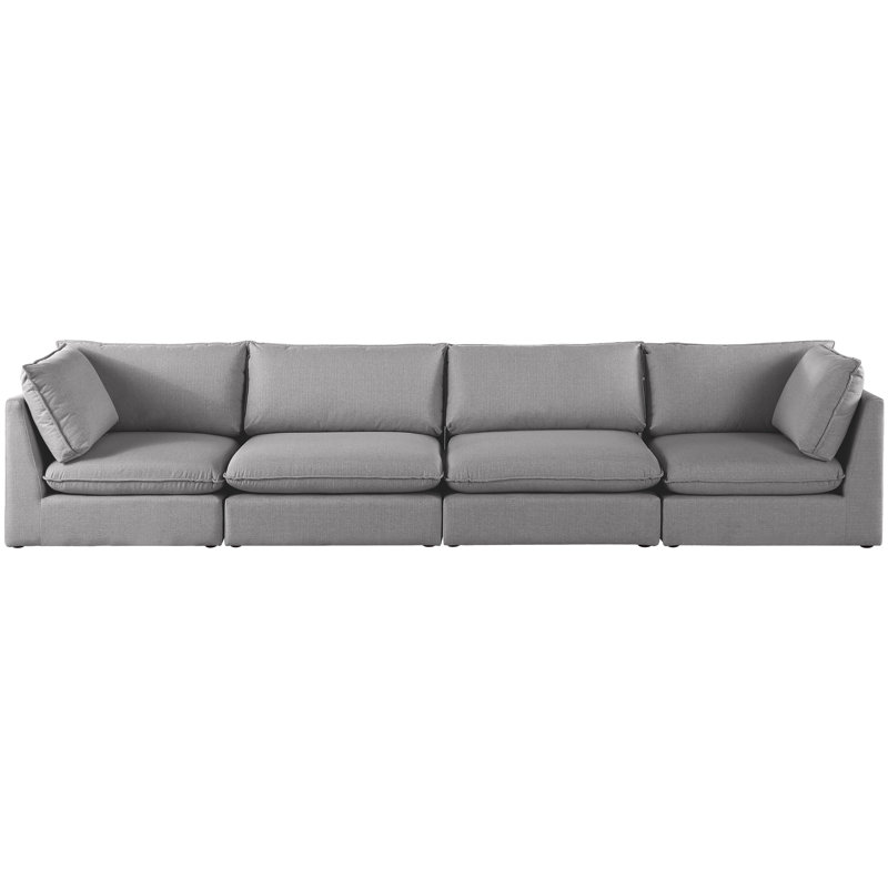 Tupman Upholstered 160'' Sofa, Grey Linen Textured Fabric