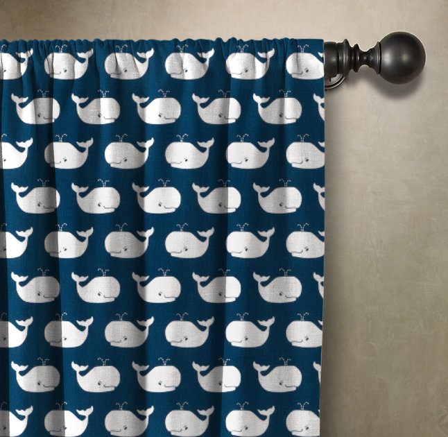  Panneau de rideau simple Whale Tale, l 50 po x L 108 po