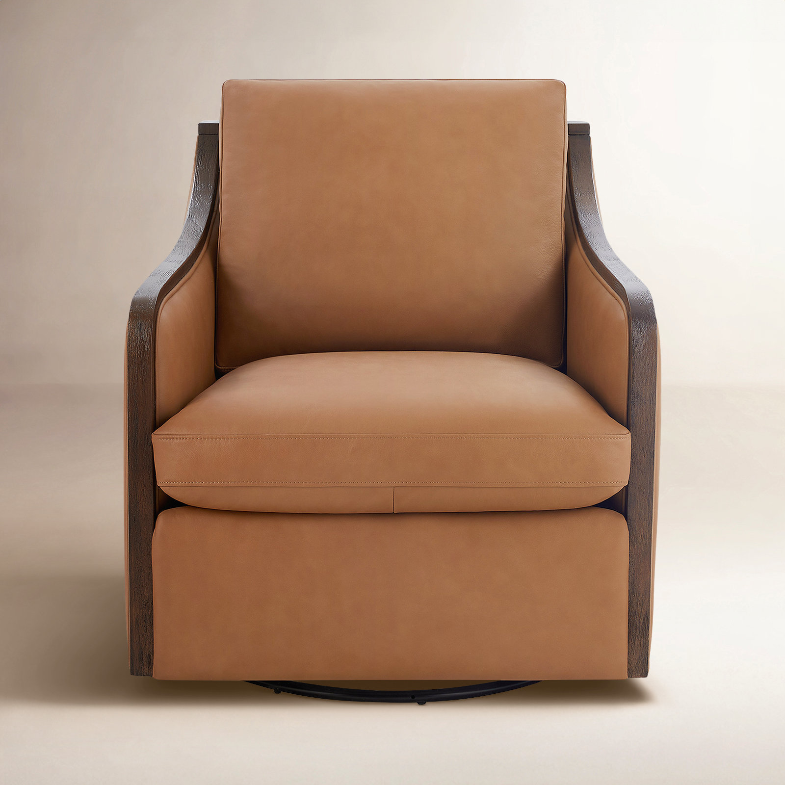 Grayton Genuine Leather Swivel Armchair, Aline Butternut