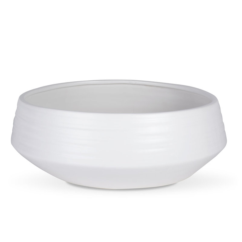 Wimbish Handmade Ceramic Pot Planter, White, 5" H x 14" W x 14" D