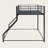 Metal Floor Bunk Bed with Inclined Ladder, Space-Saving Heavy-Duty Frame, Black-149869919