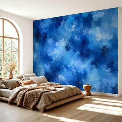 Wall Mural Peel and Stick Wallpaper Dirty blue navy Gruge seamless Watercolor endless repeat backdrop tye Self-Adhesive Removable Contact Paper Wall Decor for Living Room Bedroom 69"H x 96"W