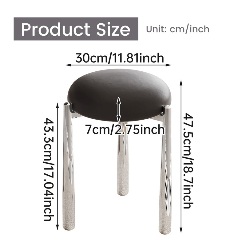 43.3cm H Metal Side Chair in Black