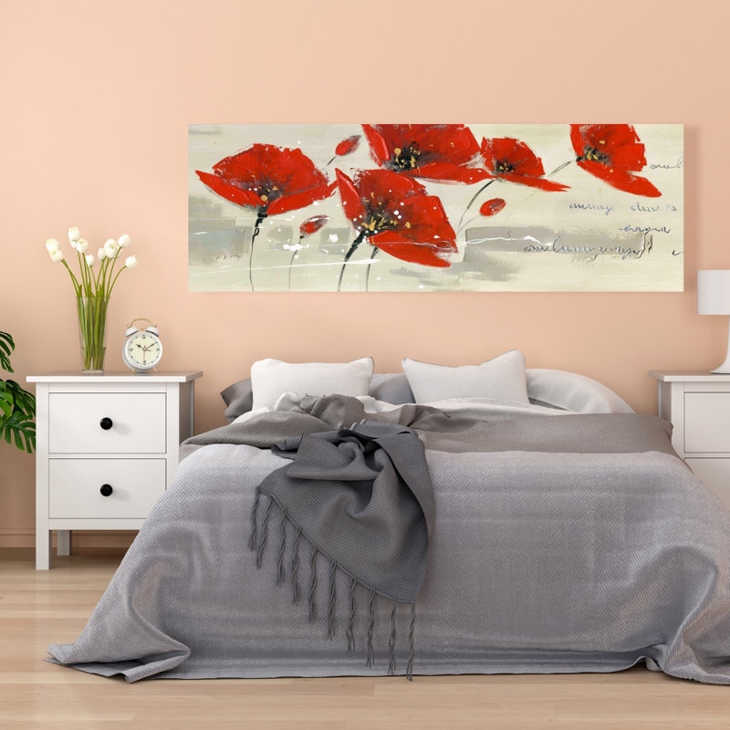 Abstract Red Flowers in the Wind - Floral Canvas Decor