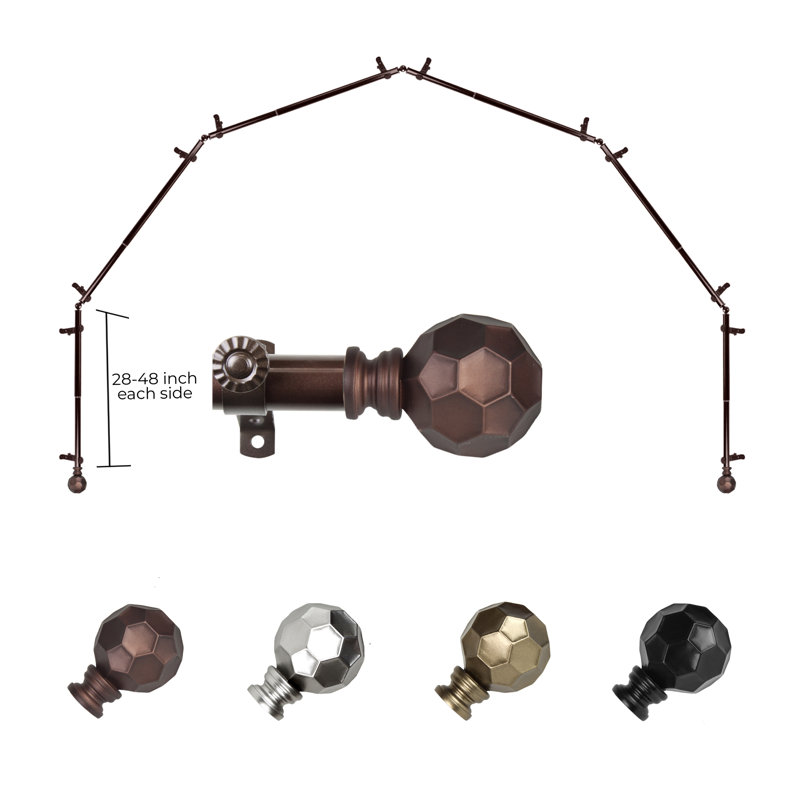 Tringle à rideaux simple à 6 côtés Campanella, Cacao, 28 à 48 po (de chaque côté)