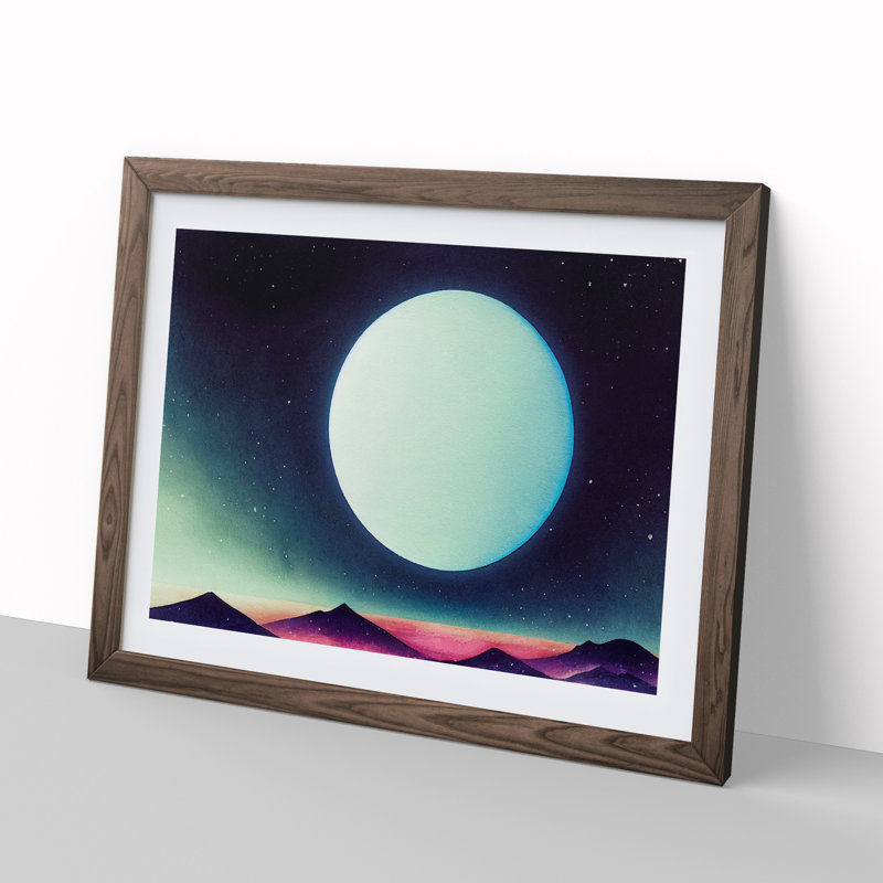 XH1022-6136X Modern Moon Vol.2 1 Piece Single Picture Frame Wall Art, 25cm H x 34cm W x 2cm D, Walnut