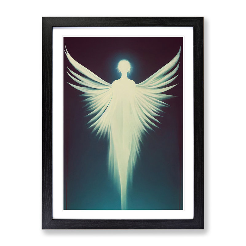 FRM-V0523-88X Angel Minimalism Vol.2 - Single Picture Frame Print, 64cm H x 46cm W x 2cm D, Black Framed