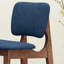 Paire de chaises de bar de style Mid-Century moderne - bleu foncé, structure en bois, pieds fuselés fins, tabourets bleus, élégant (de 2