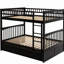 Lit superposé double avec tiroirs, fonction convertible, pin massif et construction, garde-corps en forme de clôture, système d'assemblage facile, en bois, roulettes de tiroir, simple-1198242945-1198243007