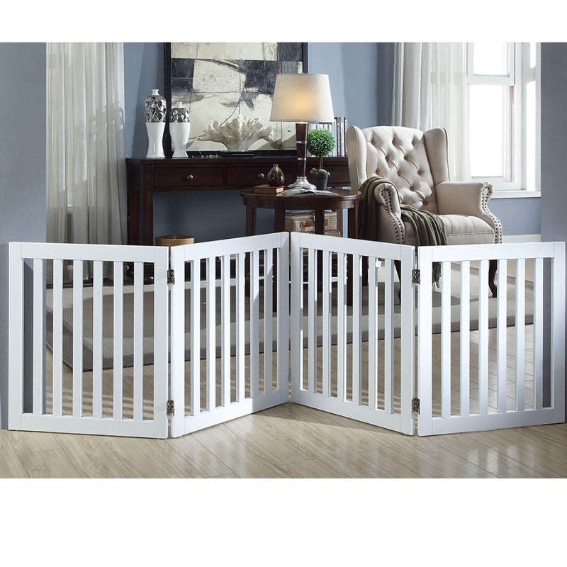 Huxley Wood Free Standing Pet Gate with a Pair of Support Feet, 24" H x 80" W x 0.71" D, White