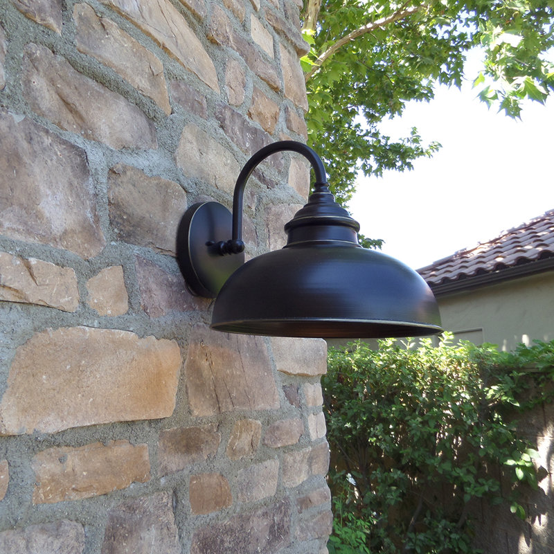 Luminaire de grange d'extérieur Arryonna, Noir impérial, H 11,25 po x l 12 po x P 14 po