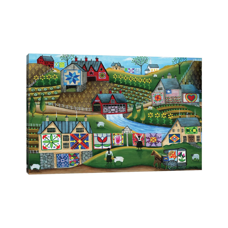 Reproduction d’art graphique de style campagnard, reproduction d’art populaire, H 8 po x l 12 po x P 0,75 po, Toile tendue