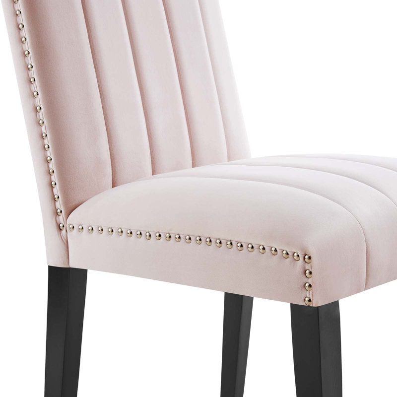 Luxe Modern Pink Velvet Upholstered Parsons Side Chair Set