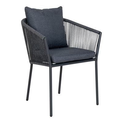 Plessis 48cm H Polyester Upholstered Parsons Chair in Grey / Black