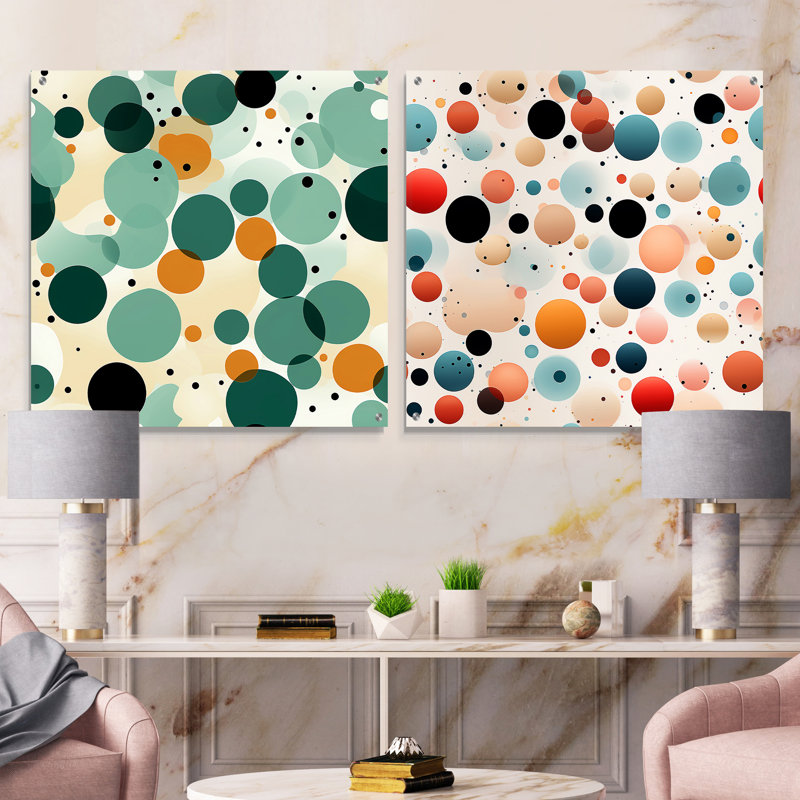 Cogmon - Ensemble abstrait d'art mural en verre acrylique sur 2, H 16 po x l 33 po