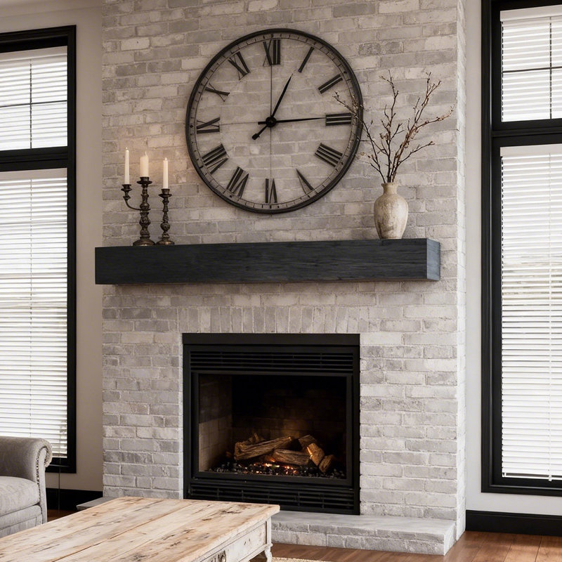Farmhouse Fireplace Mantel - New Arrival, 60" Rustic Floating Shelf, Handcrafted Solid Hemlock Mantel For Wall Decor, Accent Display, Or Media Center