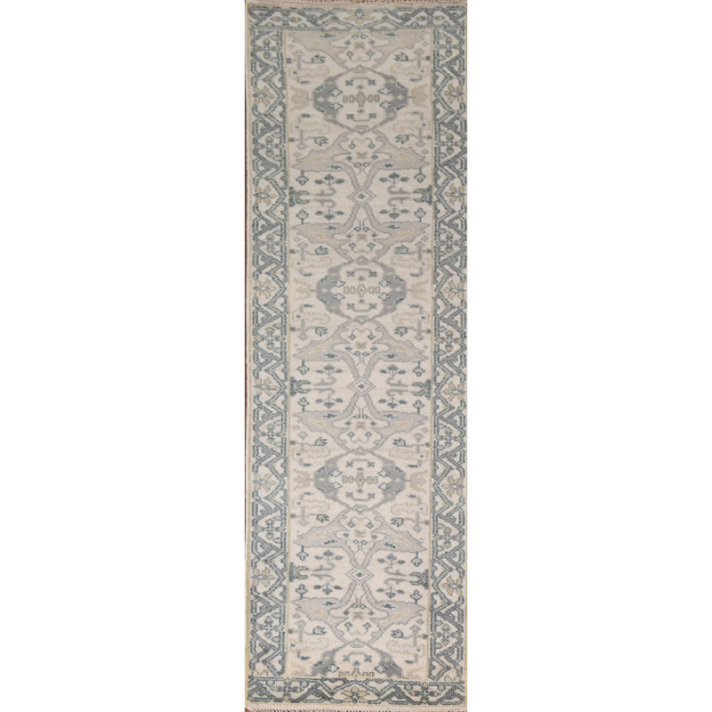 Tapis de couloir indien en laine All-Over Oushak 3 x 10