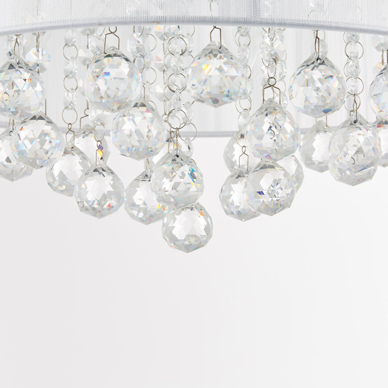 Abby 4-Light 16" Flush Mount with White Thread and Crystal