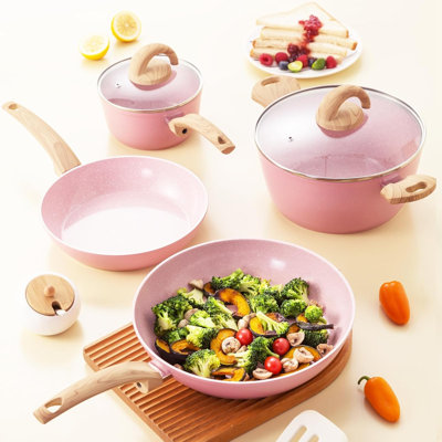 Pink Nonstick Ceramic Cookware Set
